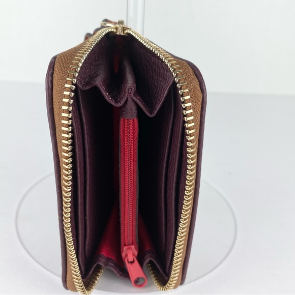 Dooney & Bourke Pebble Grain Zip Around Wallet Bordeaux Color - Picture 5 of 7